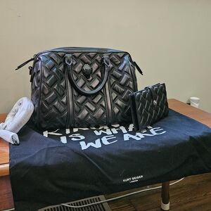 Kurt Geiger Black Kensington Boston Bag and Wallet Set